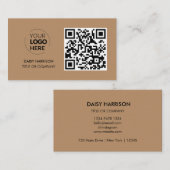 QR Code Zakelijke Logo | Bruin Modern Professionee Visitekaartje (Voorkant / Achterkant)