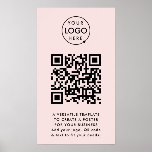 QR-code | Zakelijke Logo - Eenvoudig roze Poster (Voorkant)