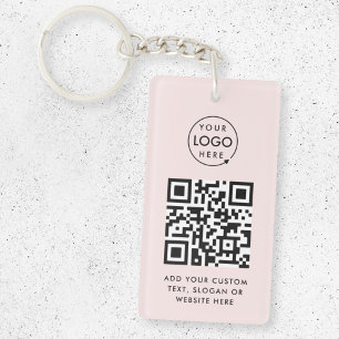 QR-code   Zakelijke Logo - Eenvoudig roze Sleutelhanger