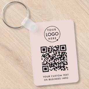 QR-code Zakelijke Logo - Eenvoudig roze Sleutelhanger