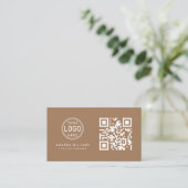 QR Code Zakelijke Logo |Koffie Modern Professional Visitekaartje (Staand voorkant)