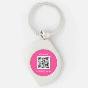 QR Code Zakelijke Logo Magenta Heet Roze Girly Sleutelhanger