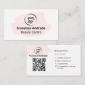 QR Code Zakelijke Logo | Moderne roze Visitekaartj Visitekaartje (Voorkant / Achterkant)