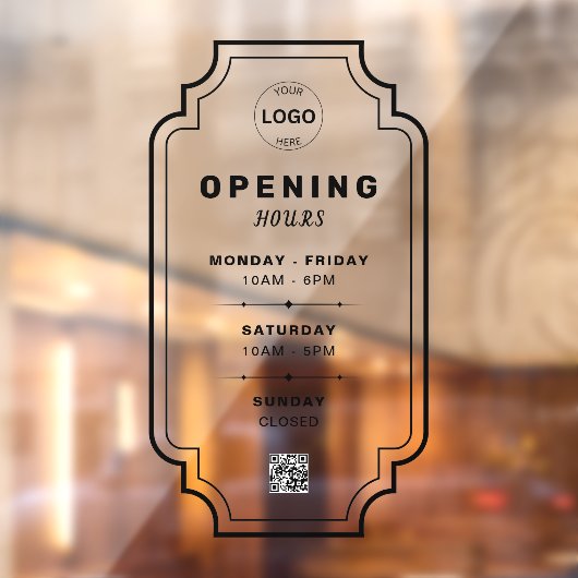 QR Code Zakelijke Logo Openingstijden Uren Raamsticker (Vel 2)