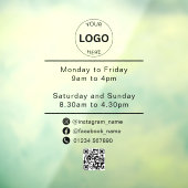 QR Code Zakelijke Logo Openingstijden Uren Raamsticker (Vel 3)