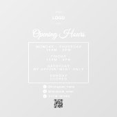 QR Code Zakelijke Logo Openingstijden Uren Raamsticker (Vel)