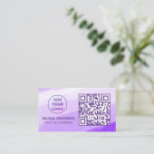 QR Code Zakelijke Logo | Paarse Waterverf Modern Visitekaartje (Staand voorkant)