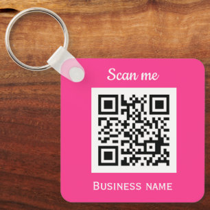QR Code Zakelijke Logo Professionele Hot Pink Girl Sleutelhanger