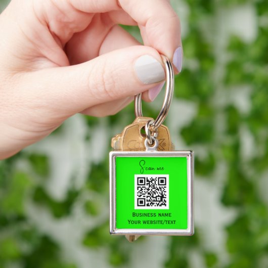 QR Code Zakelijke Logo Professionele Neon Groene Sleutelhanger (Hand)