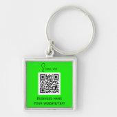 QR Code Zakelijke Logo Professionele Neon Groene Sleutelhanger (Voorkant)