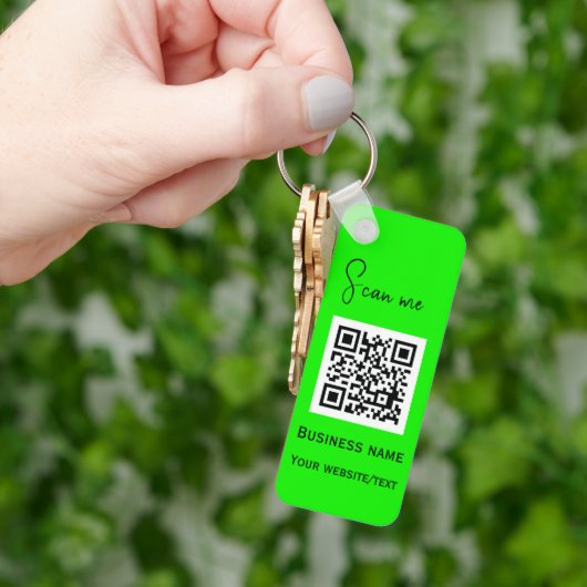 QR Code Zakelijke Logo Professionele Neon Groene Sleutelhanger (Hand)
