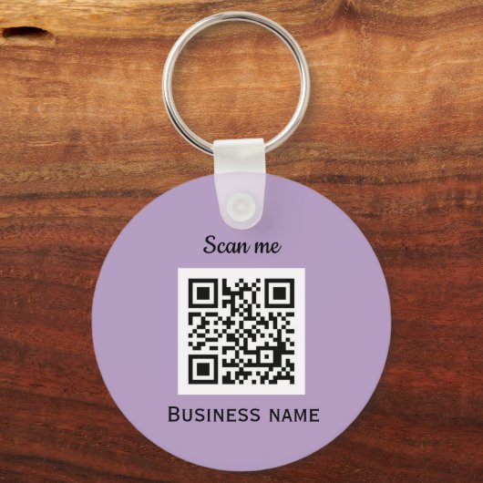 QR Code Zakelijke Logo Professionele Paarse Lila Sleutelhanger (Voorkant)