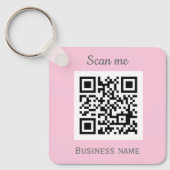 QR Code Zakelijke Logo Professionele Roze Girly Sleutelhanger (Voorkant)