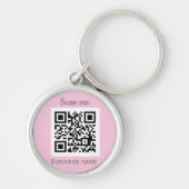 QR Code Zakelijke Logo Professionele Roze Girly Sleutelhanger (Voorkant)