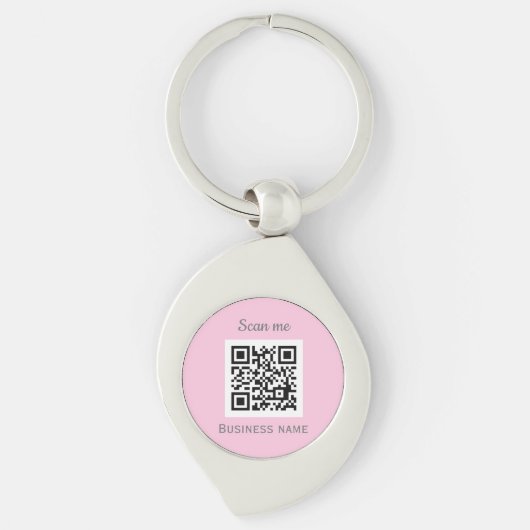 QR Code Zakelijke Logo Professionele Roze Girly Sleutelhanger (Voorkant)
