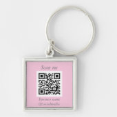 QR Code Zakelijke Logo Professionele Roze Girly Sleutelhanger (Voorkant)