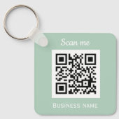 QR Code Zakelijke Logo Professionele Salie Groen Sleutelhanger (Voorkant)