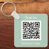 QR Code Zakelijke Logo Professionele Salie Groen Sleutelhanger (Voorkant)