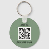 QR Code Zakelijke Logo Professionele Salie Groen Sleutelhanger (Voorkant)
