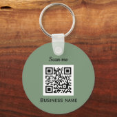 QR Code Zakelijke Logo Professionele Salie Groen Sleutelhanger (Voorkant)