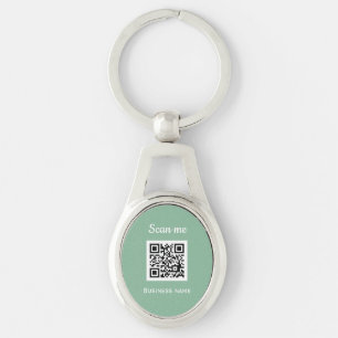 QR Code Zakelijke Logo Professionele Salie Groen Sleutelhanger