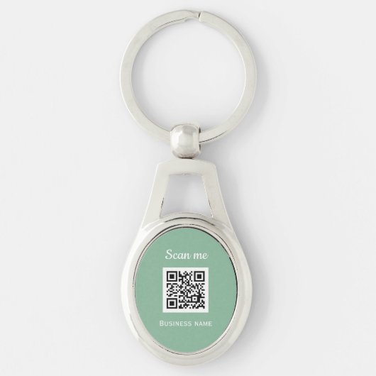 QR Code Zakelijke Logo Professionele Salie Groen Sleutelhanger (Voorkant)