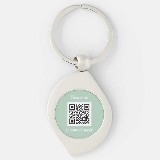 QR Code Zakelijke Logo Professionele Salie Groen Sleutelhanger (Voorkant)