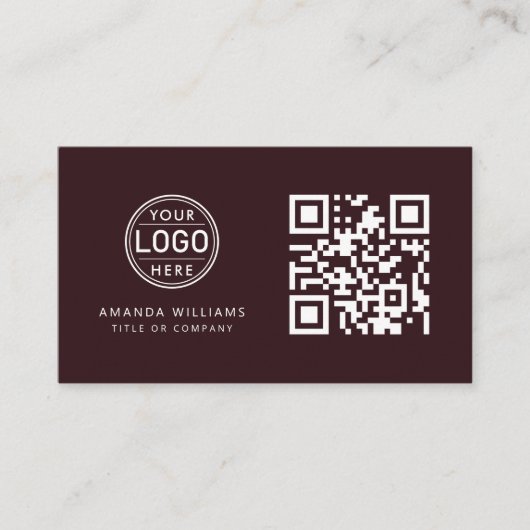 QR Code Zakelijke Logo | Wijn Modern Professional Visitekaartje (Voorkant)