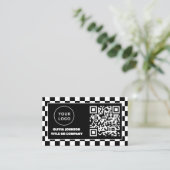 QR Code Zakelijke Logo | Zwart Retro Professional Visitekaartje (Staand voorkant)