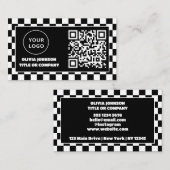QR Code Zakelijke Logo | Zwart Retro Professional Visitekaartje (Voorkant / Achterkant)