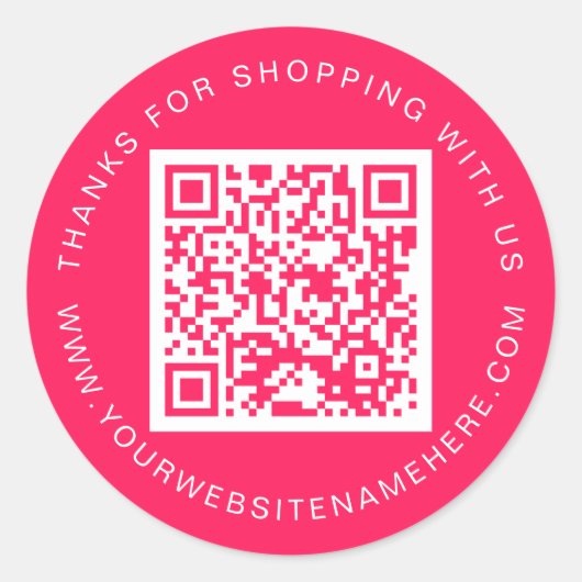 QR-code Zakelijke website naam Diva Roze Ronde Sticker (Voorkant)