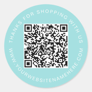 QR-code Zakelijke website naam Turkoois blauw Ronde Sticker