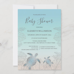 QR Code Zilveren Schildpadden BABY SHOWER Kaart