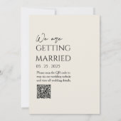 QR Code Zwart & Beige Boho Neutraal Huwelijk Kaart (Achterkant)