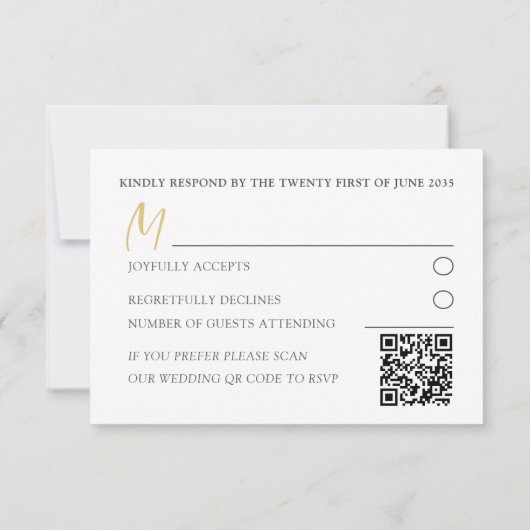 QR Code Zwart & Goud Typografie RSVP Huwelijk (Achterkant)
