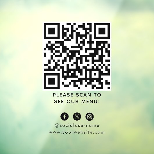 QR Code Zwart Menu Contactloze Moderne Kafel Raamsticker (Vel 3)