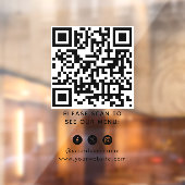 QR Code Zwart Menu Contactloze Moderne Kafel Raamsticker (Vel 2)