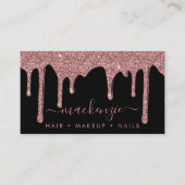 QR-code zwart Roos goudsparkle Glitter-schijven Visitekaartje (Voorkant)