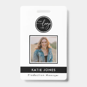 QR-code Zwart Wit Aangepast Logo Personeelsfoto ID Badge