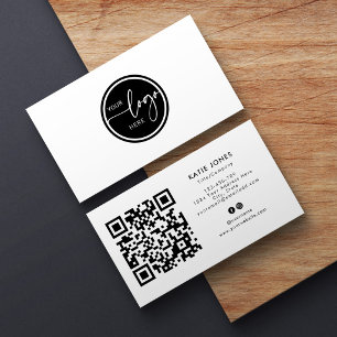 QR-code Zwart Wit Aangepaste Cirkel Uw Logo Visitekaartje