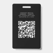 QR-code Zwart Wit Aangepaste Logo Medewerker Foto Badge (Achterkant)