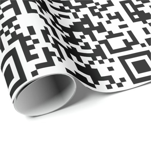 QR-code zwart/wit Abstract geek Cadeaupapier (Rol Hoek)