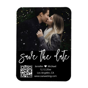 qr code zwart & wit foto save the date magneet