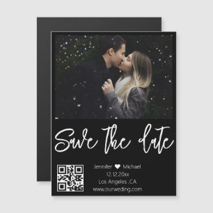 qr-code zwart wit foto save the date magneet