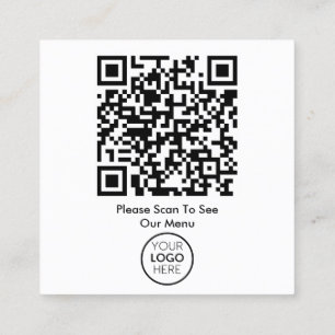 QR Code Zwart Wit Menu Logo Contactloos Modern Vierkante Visitekaartje