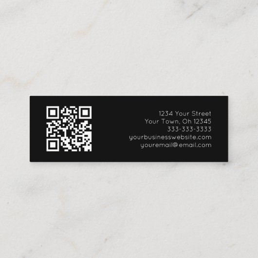 QR code Zwart Wit Modern Botanisch groen Mini Visitekaartje (Achterkant)