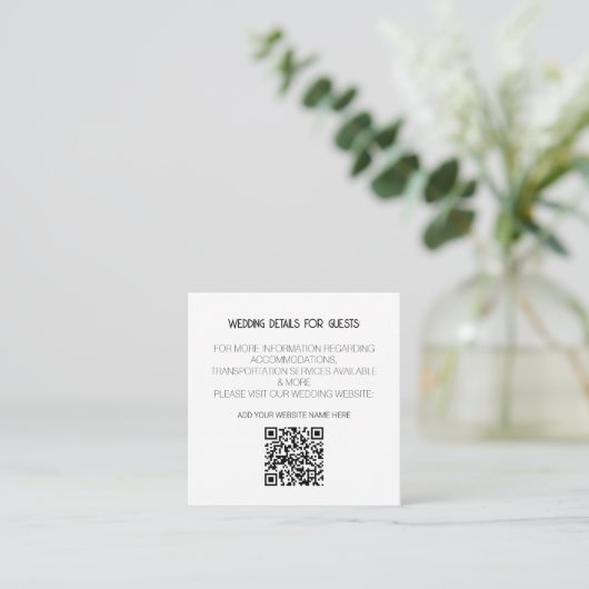 QR Code Zwart Wit Moderne Huwelijksdetails Minimaa Informatiekaartje (Staand voorkant)