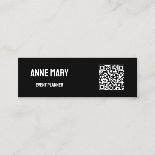 QR Code Zwart Wit Moderne Wedding Event Planner Mini Visitekaartje (Voorkant)