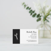 QR code Zwart Wit Schaar Haar Stylist Visitekaartje (Staand voorkant)
