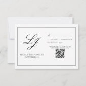 QR-code Zwart-witkalligrafie Monogram bruiloft RSVP Kaartje (Achterkant)